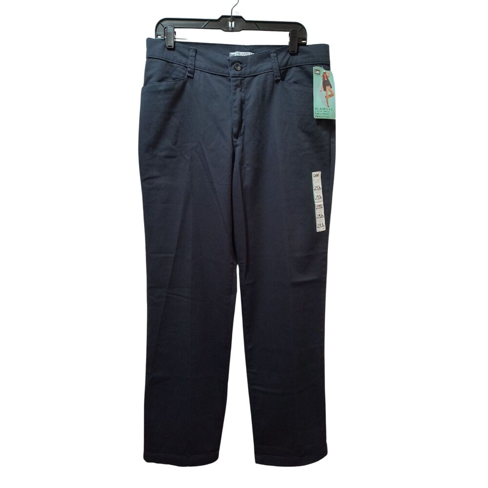 Lee Relaxed Fit at the Waist Chino Pants Women’s 14 Long Blue Straight Stretch